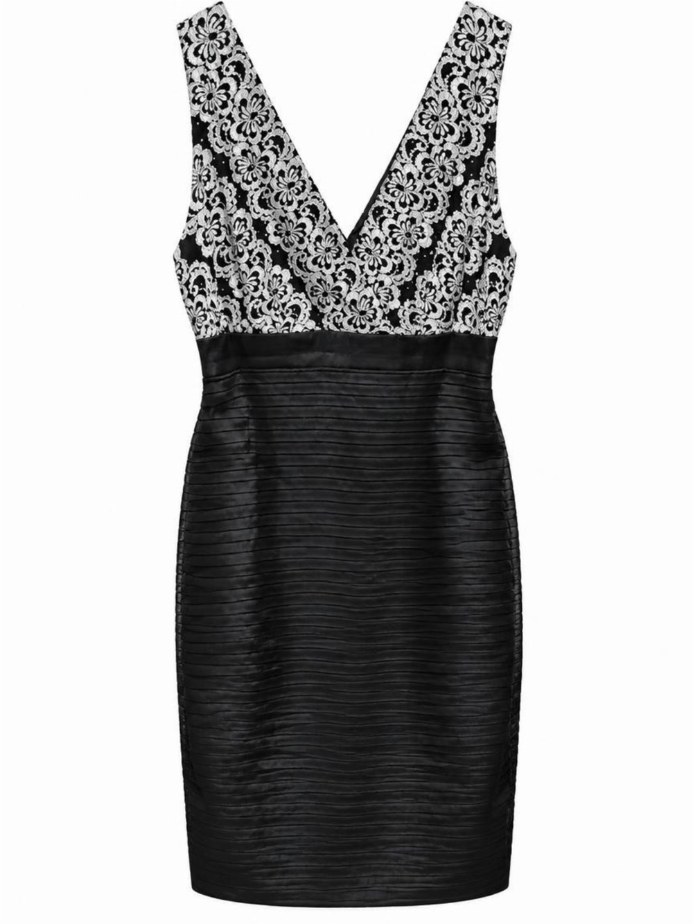 R&M Richards Black Dress with White Lace Bodice